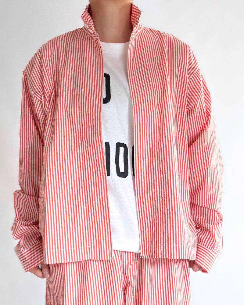 POPLIN STRIPE DRIZZLER JACKET in OrangeStripe