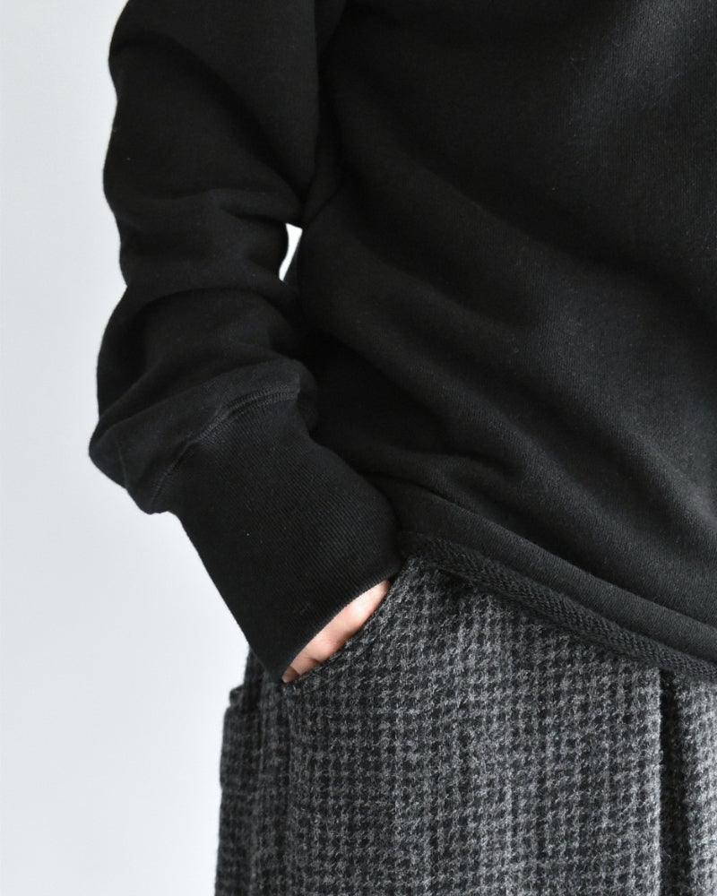 Recycle/Organic Henley Neck Sweatshirt in Black