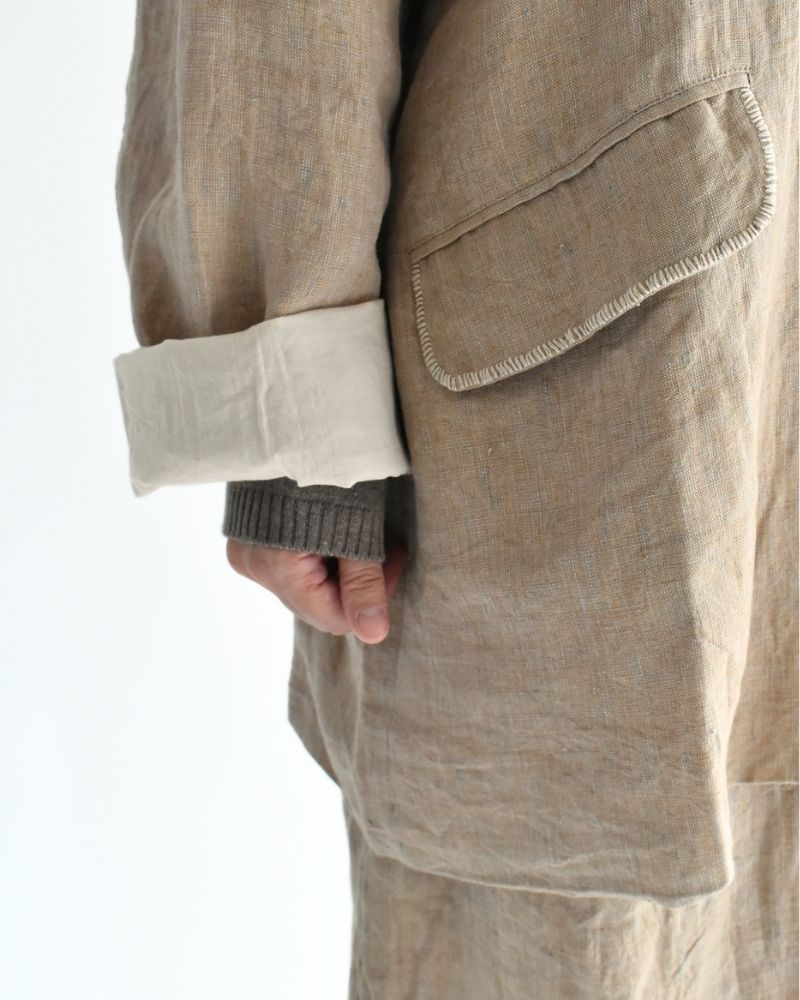 Handwoven 40 Linen Jacket in Beige