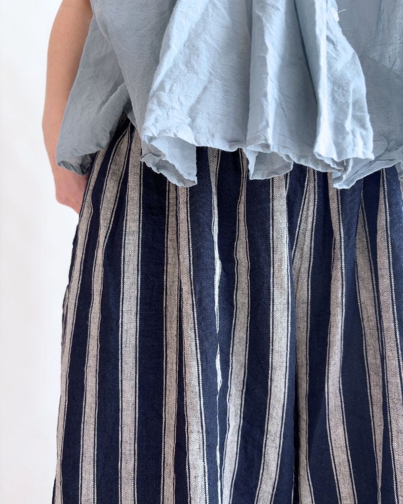 Linen Cotton Stripe Pants in Indigo/Natural