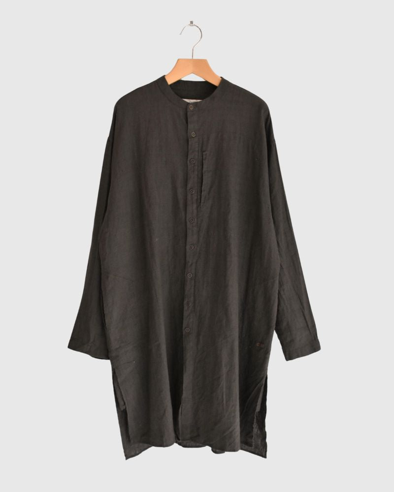 Hand Span Cotton Linen Kameez Tunic in DarkBrown