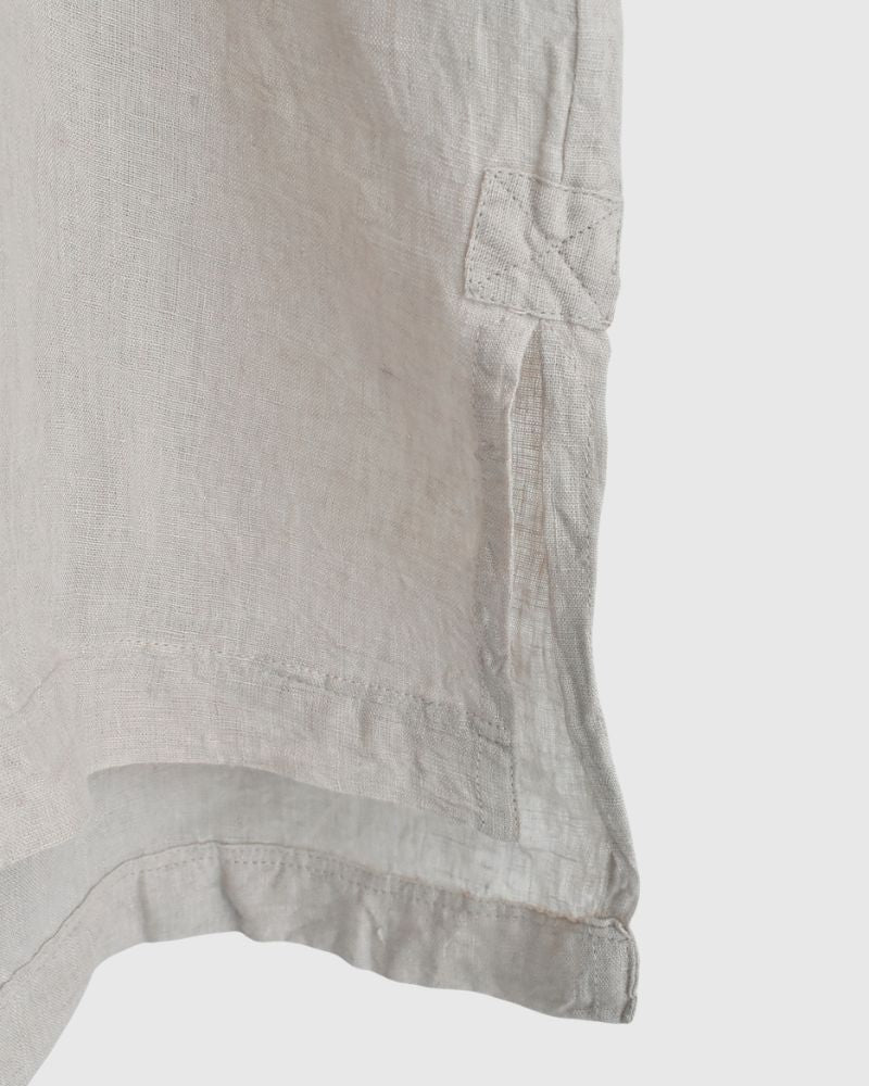 Handwoven 60x60 Linen Pullover Shirt in LightGray