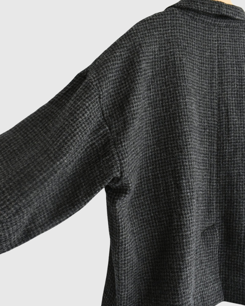 Wool Gauze Houndstooth Jacket in Charcoal