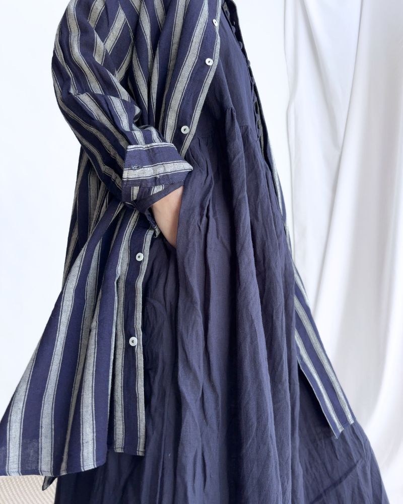 French Linen Dress in Navy