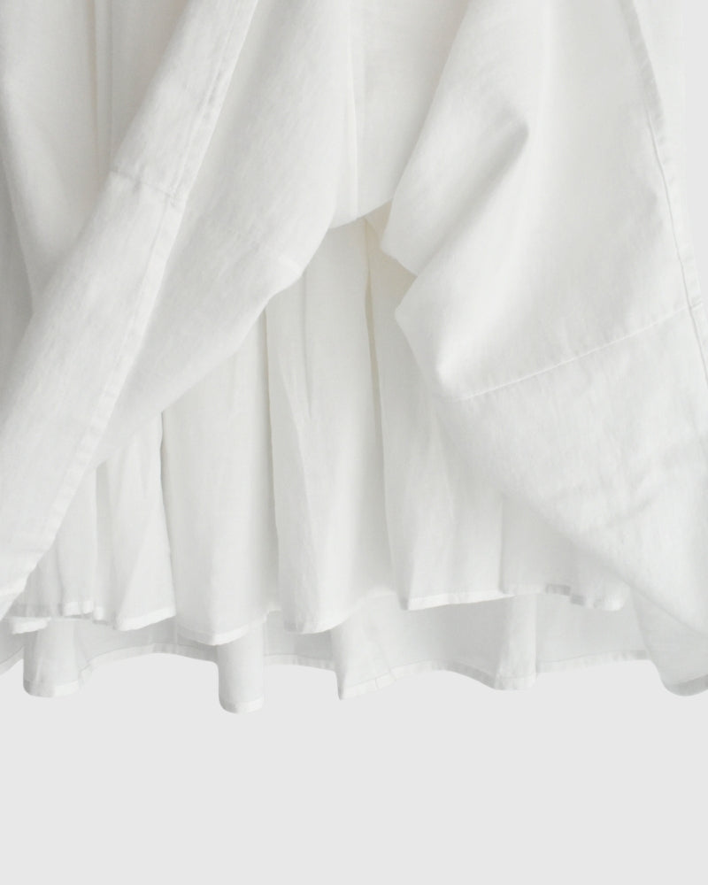 Twill Cotton Khadi Plain Gathered Skirt in White