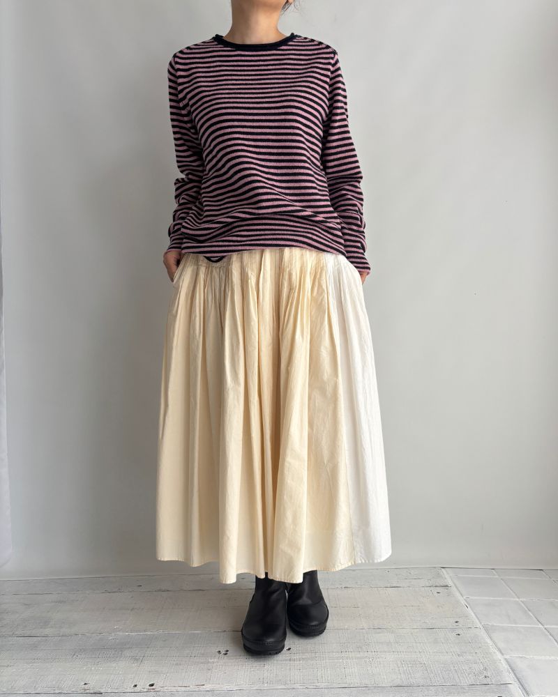 Border knit pullover in Pink/Navy