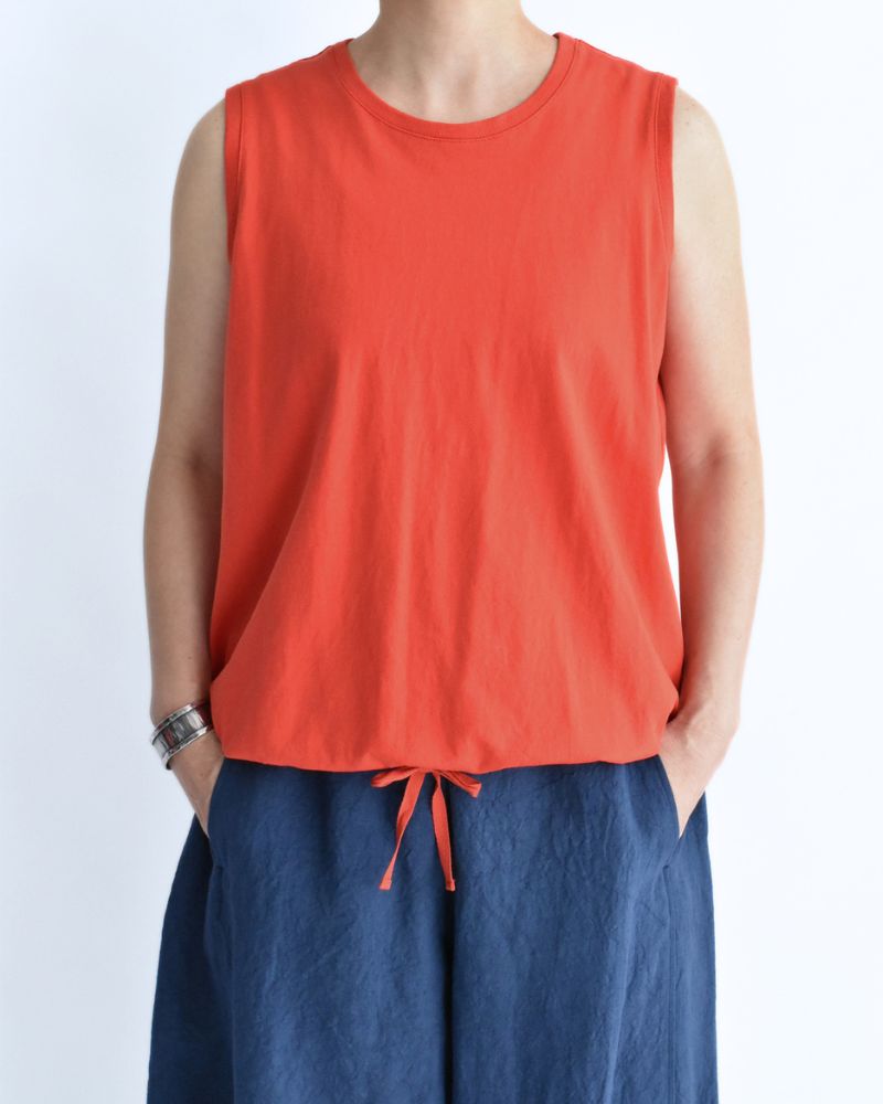 Sleeveless Drawstring T-shirt Orange