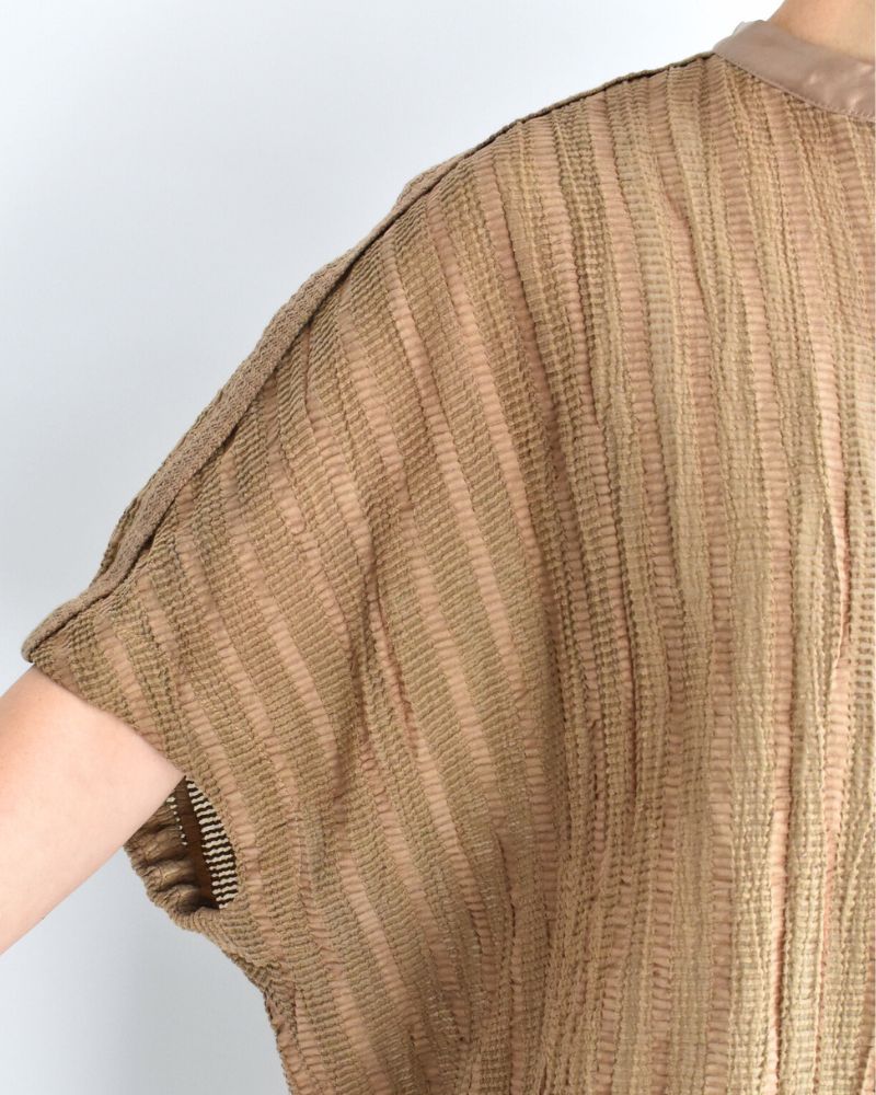 Wide Square Blouse in Beige