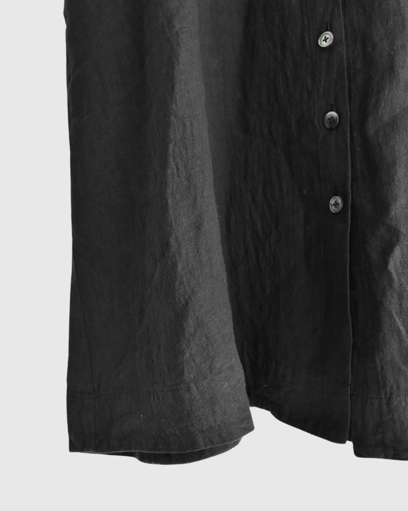 Band collar shirt dress in Black