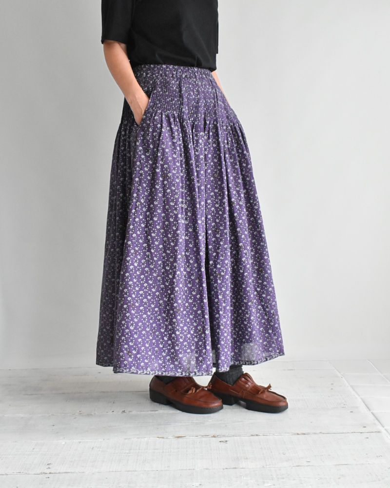 Rajasthan Tuck Gathered Skirt with Lining in Purple