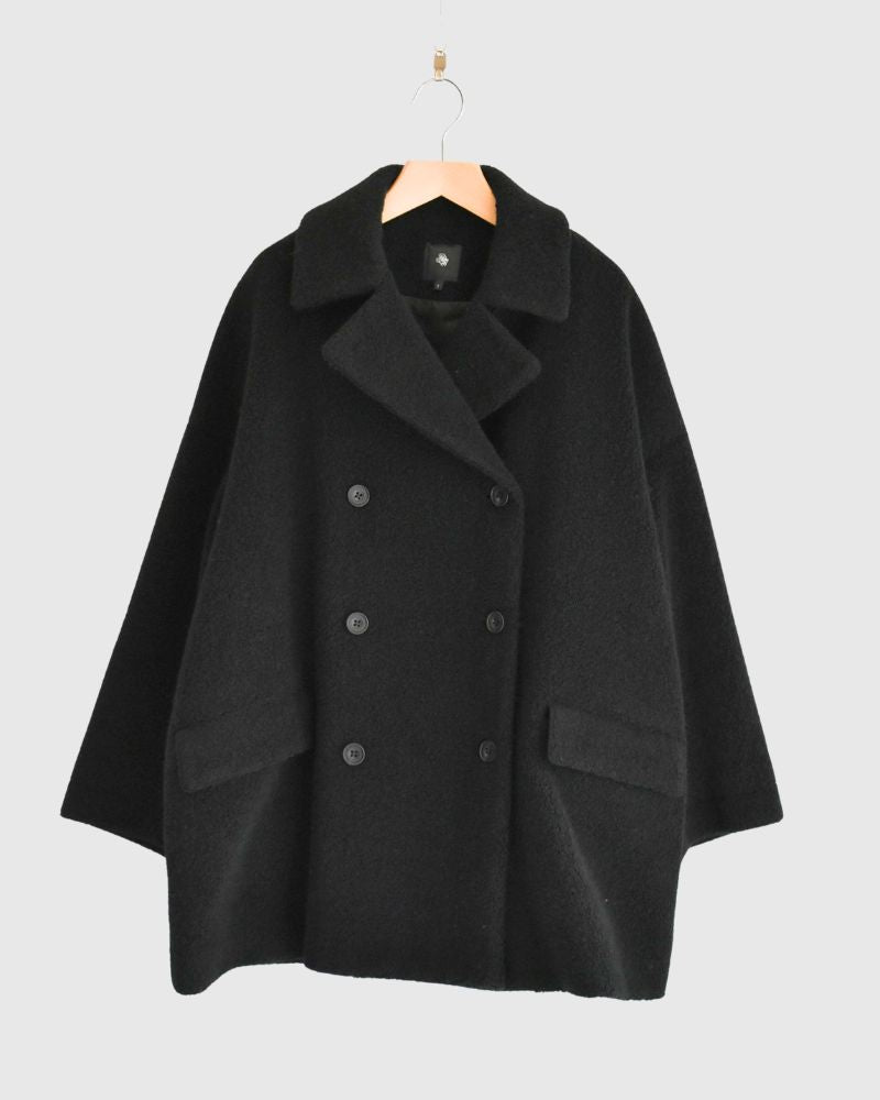 DOUBLE OVER COAT in Black