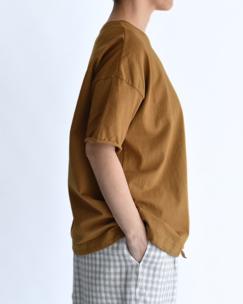 Half-Sleeve Drawstring T-shirt in DarkCamel