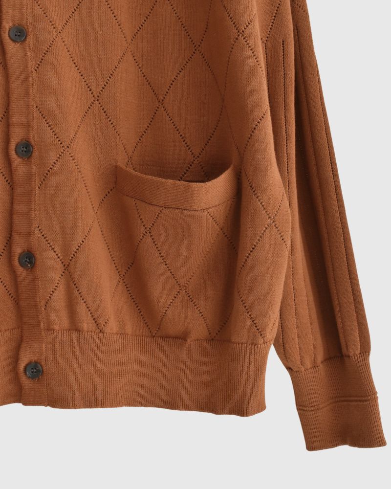 Openwork knit cardigan 'EMILY' in Camel