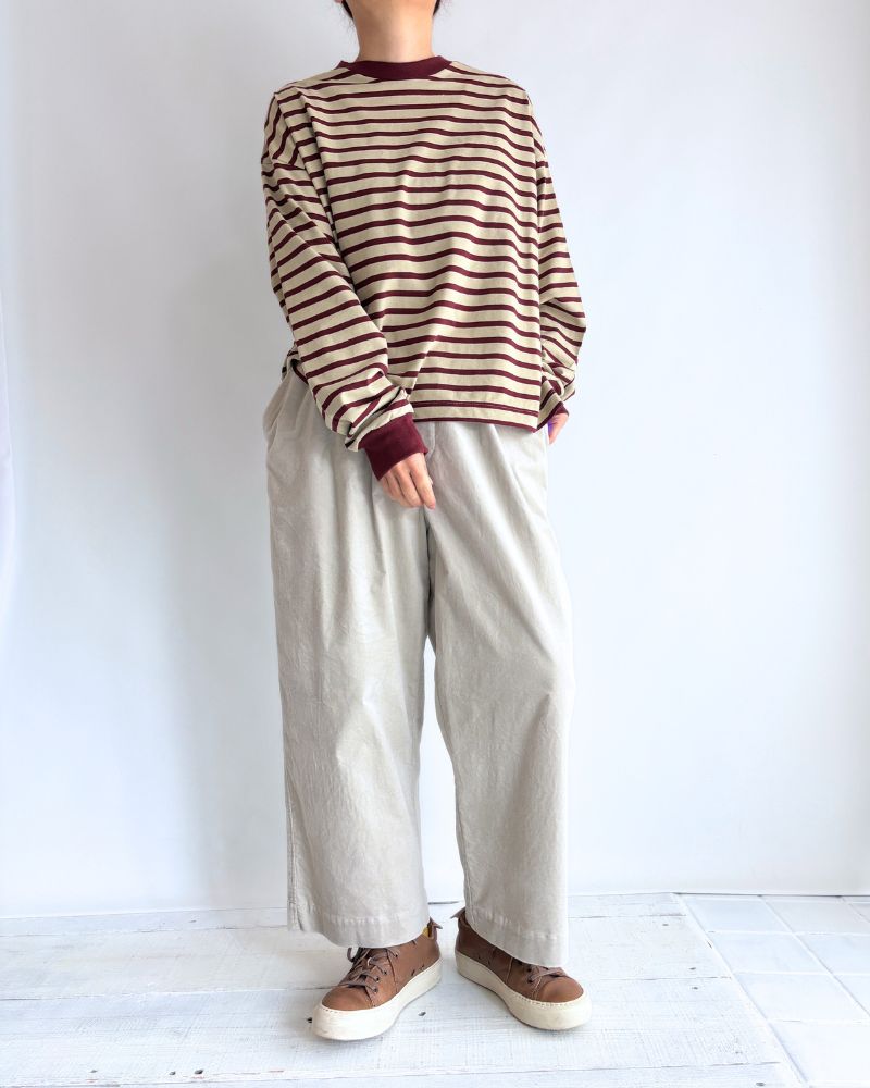 Taco Cotton Striped Long Sleeve T-Shirt Royal in Beige/Bordeaux