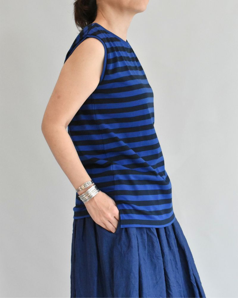 Crew Neck Tank Top in Blue/Navy
