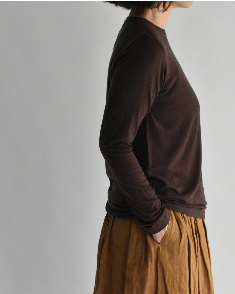 Sheer Jersey Crewneck in Brown