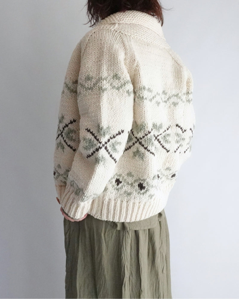 Wool Hand Knit Cardigan in White
