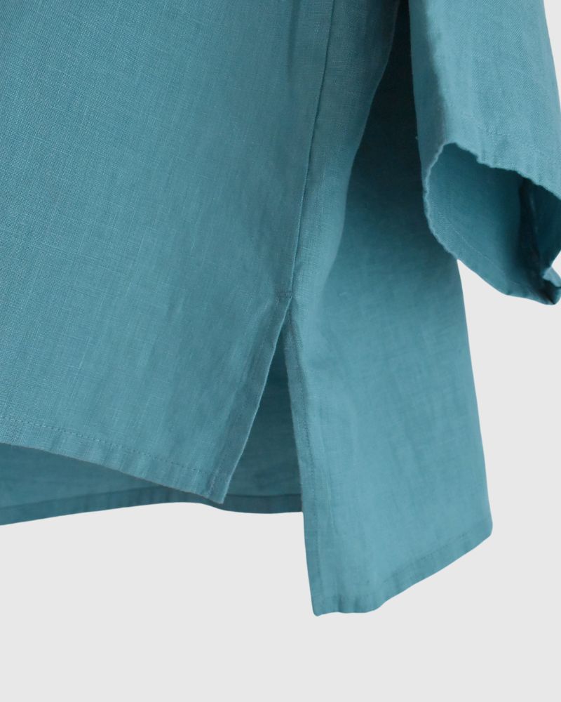 Color linen pullover in Turquoise