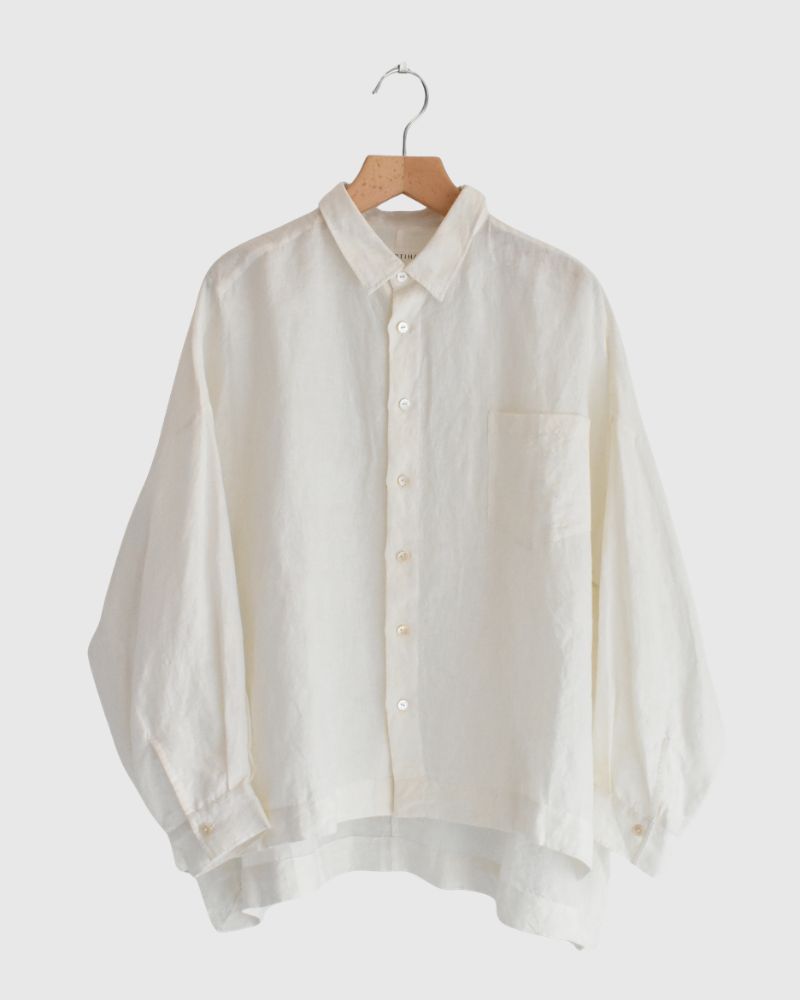 Handwoven 60×60 Linen Square Shirt in White