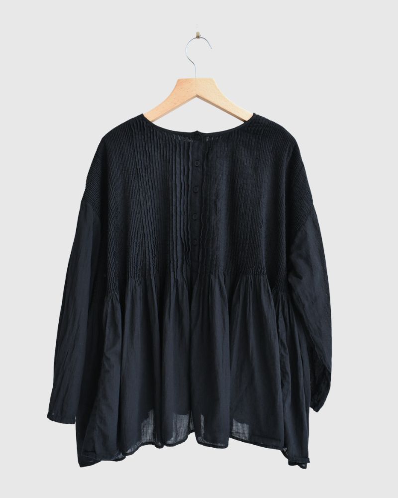 Crew-Neck 3/4 SL Shirt with Mini Pintuck in Marine