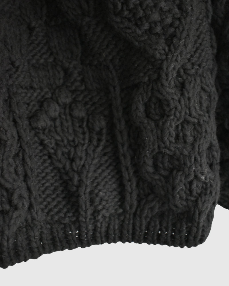 Peru Hand Knit Pullover in Black