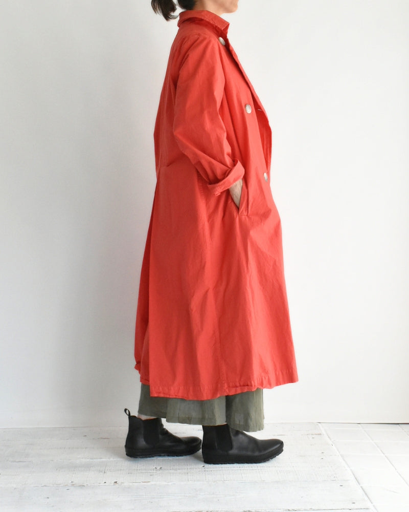 Double-Breasted Coat in Orange Red