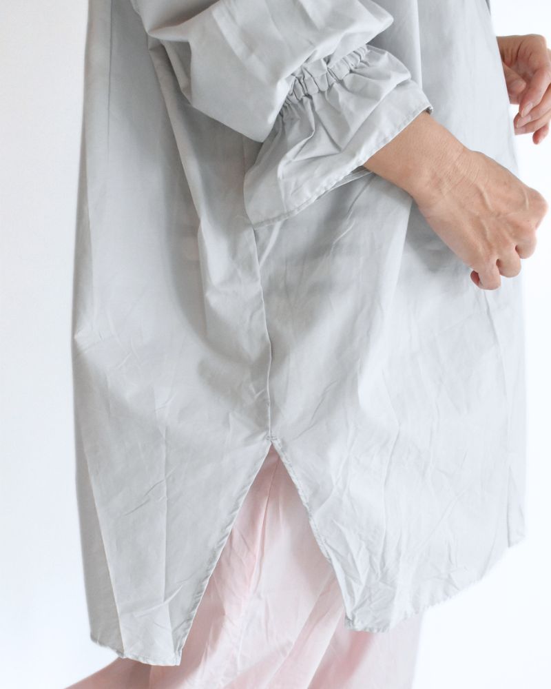 Cuff Ruffle Oversized Shirt in SilverGray