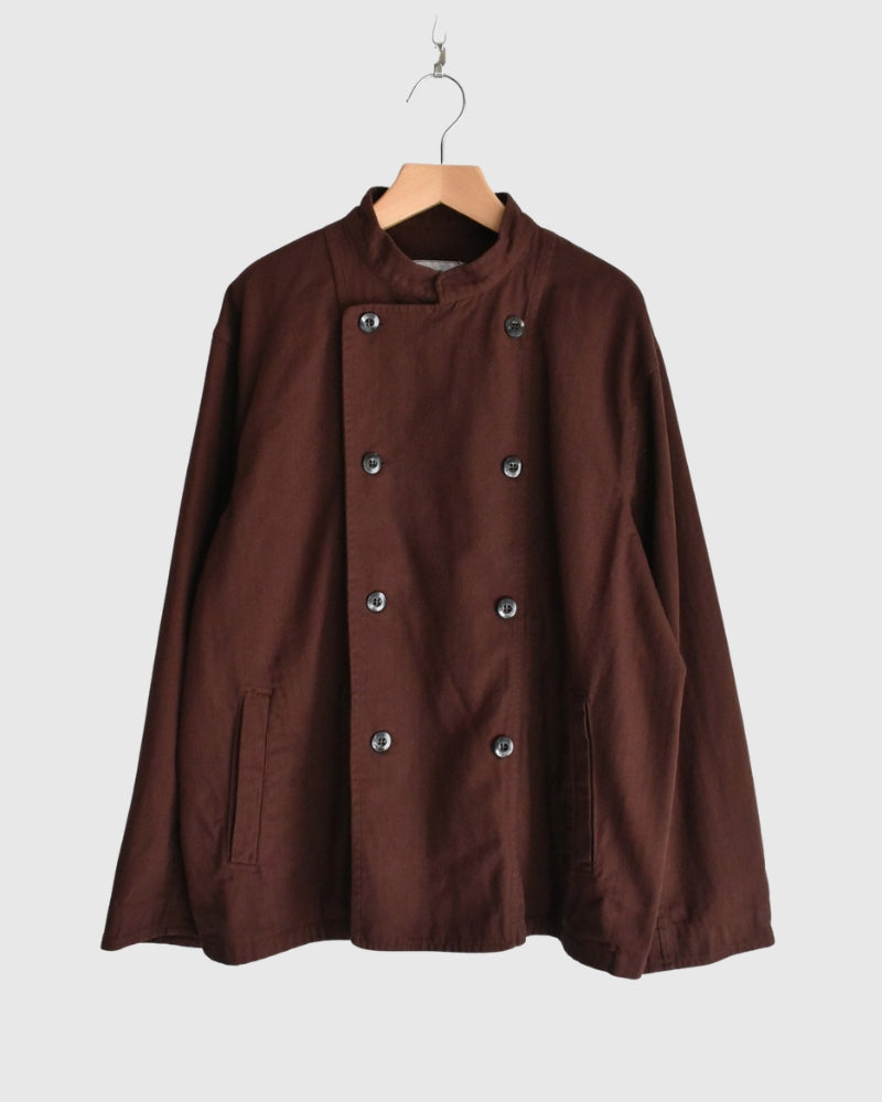 Stand Collar Double Breast Jacket in Burgundy