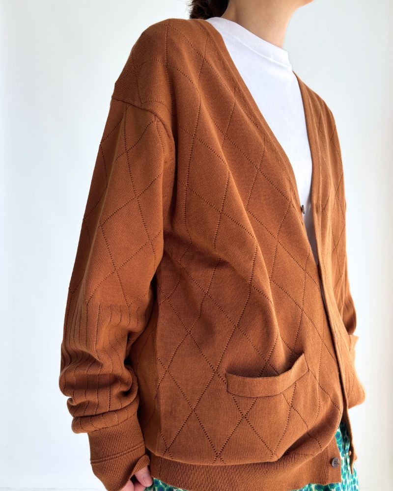 Openwork knit cardigan 'EMILY' in Camel