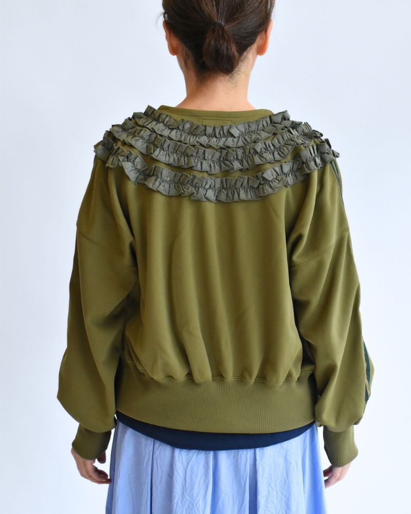 Track Frill Cardigan in Khaki