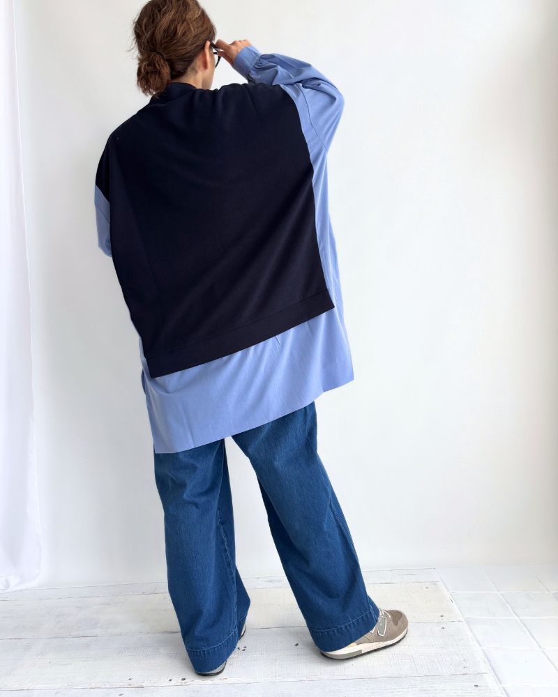 Knit combination top 'JOHA' in Navy