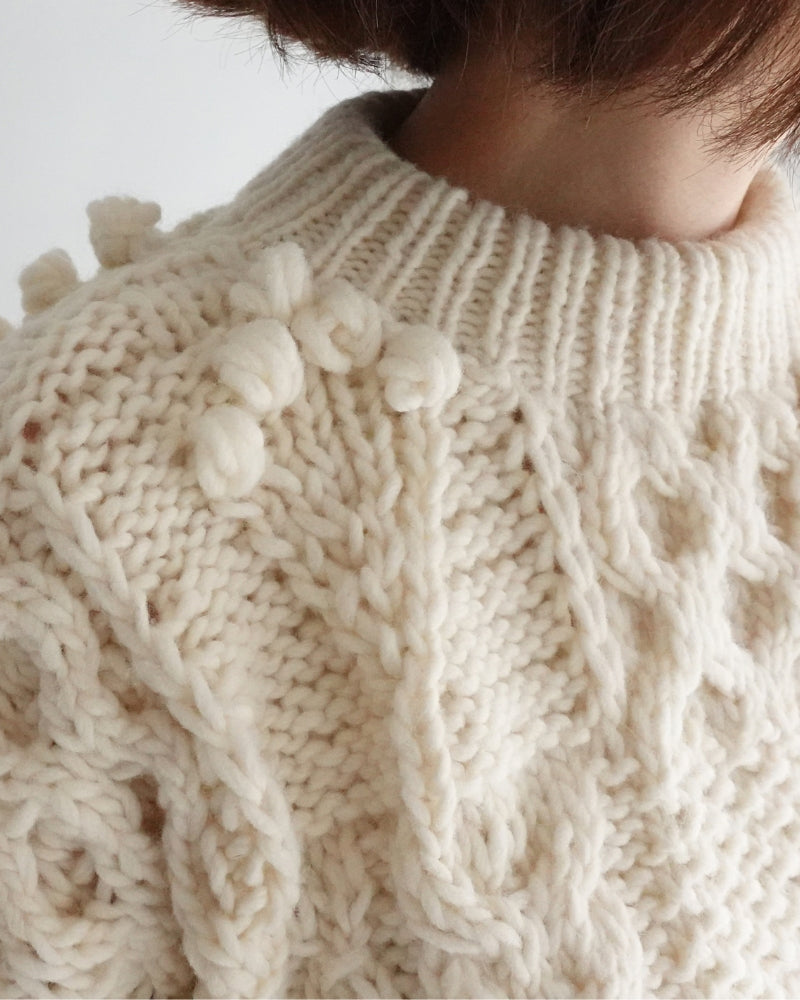 Peru Hand Knit Pullover in White