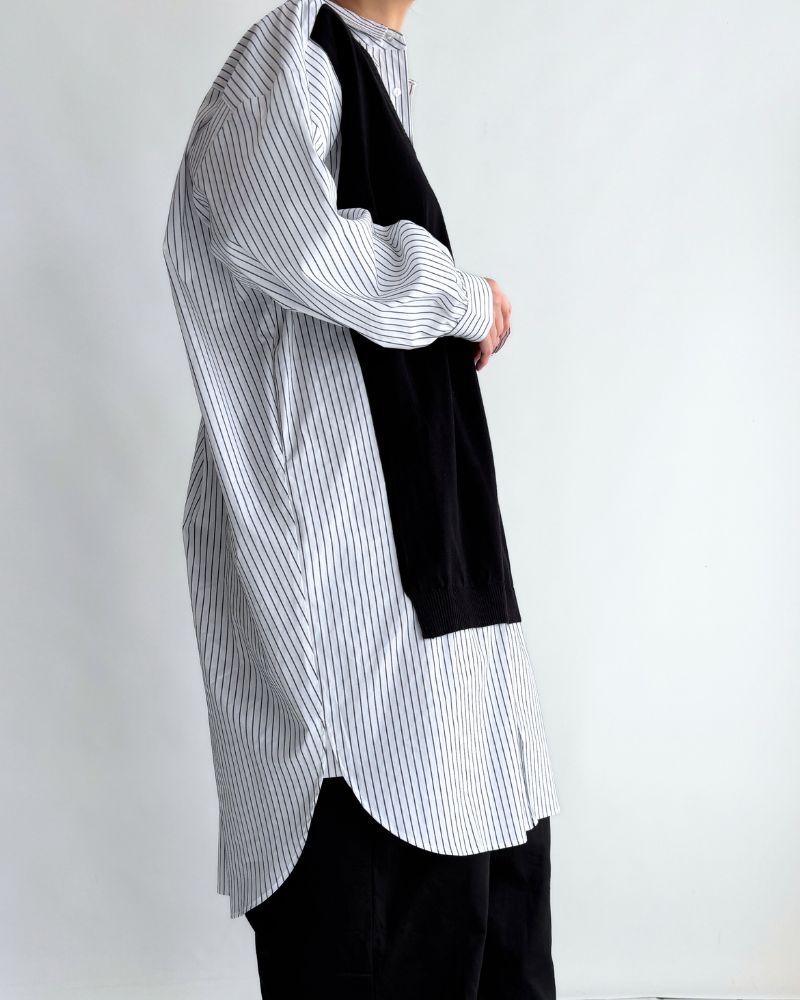 Knit vest layered striped shirt dress 'APOLU' in OffWhite