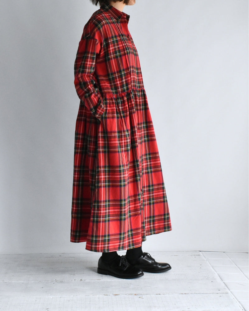 Indigo Tartan Foundation Shirt Dress in Red