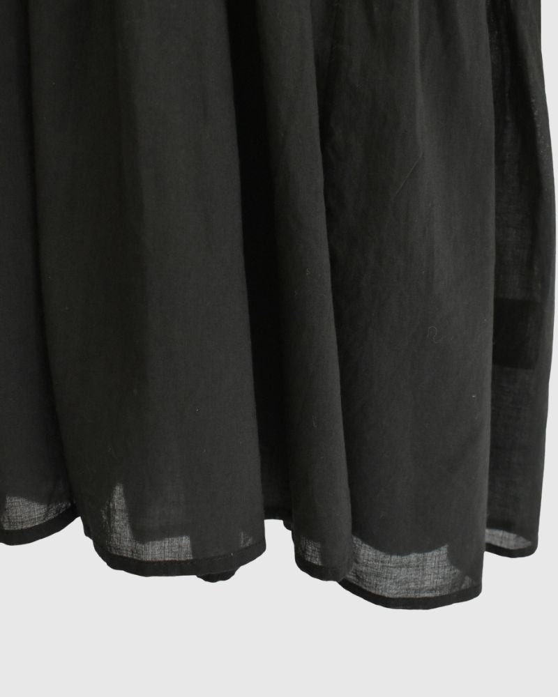 Crew-neck French Sleeve Shirt with Mini Pintuck in Black