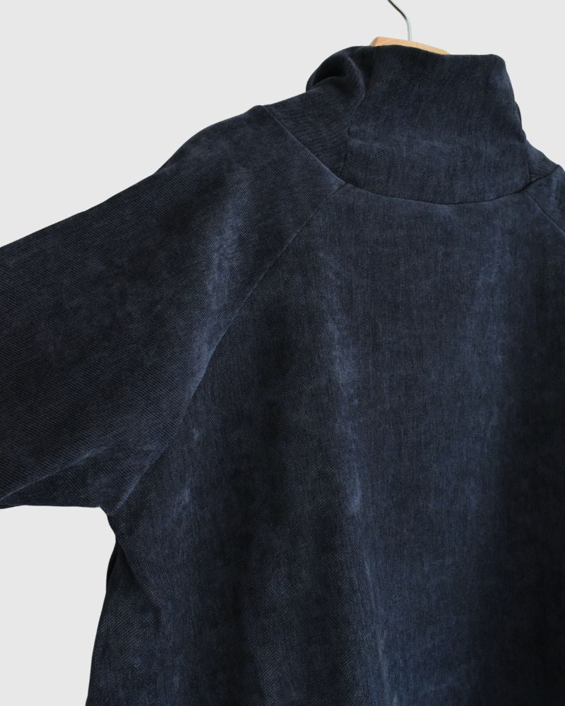 High-neck flared design top 'BONI' in Navy