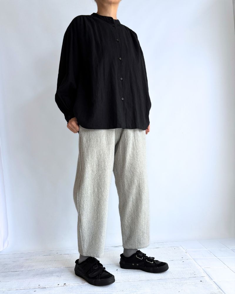 Camille Band Collar Shirt in Black