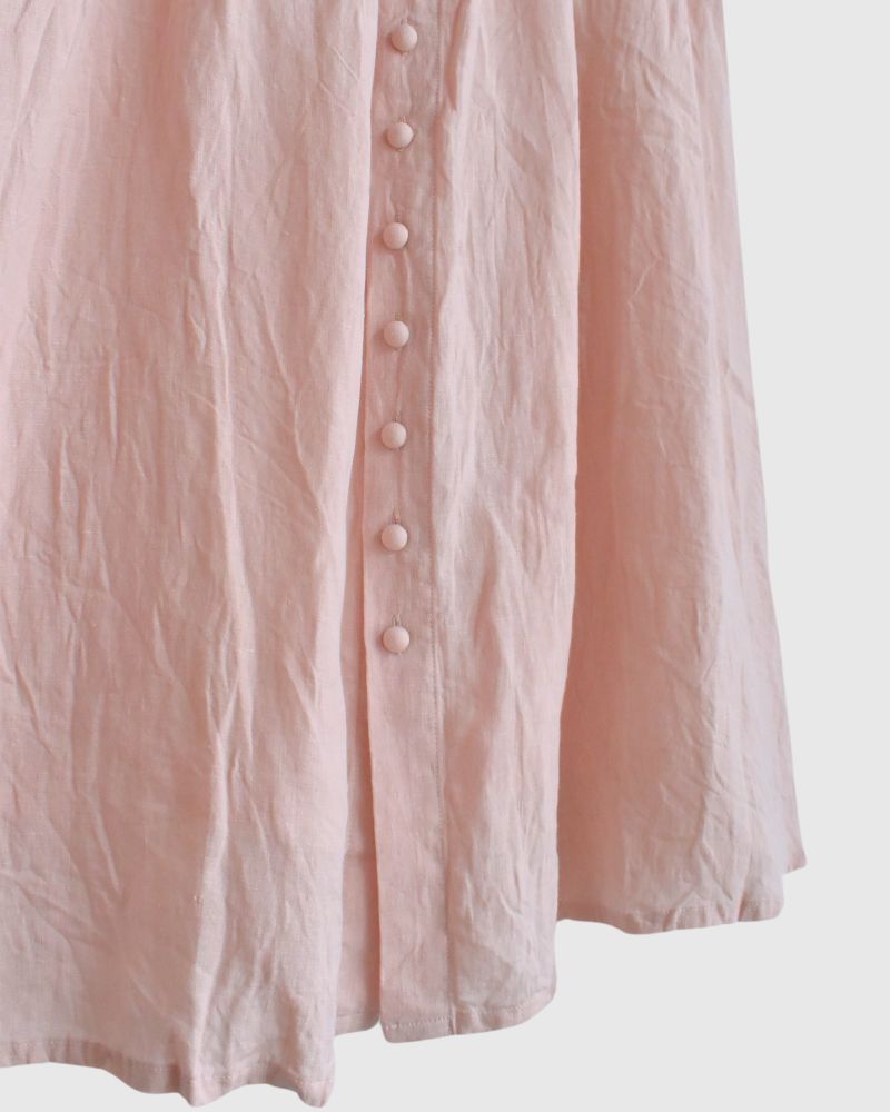 French Linen Skirt in Pink