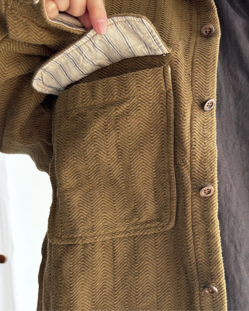TEORI Cotton Herringbone Jacket in KhakiBrown