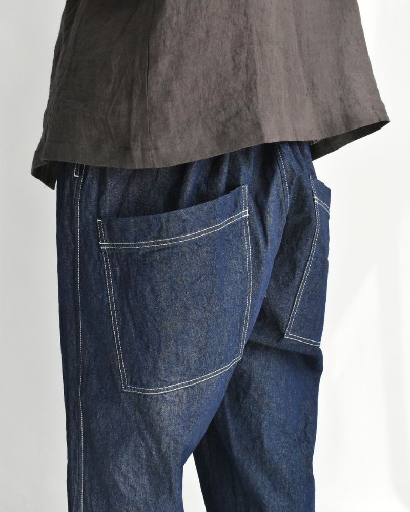 Big Pocket Pegtop Pants (Denim) in Indigo