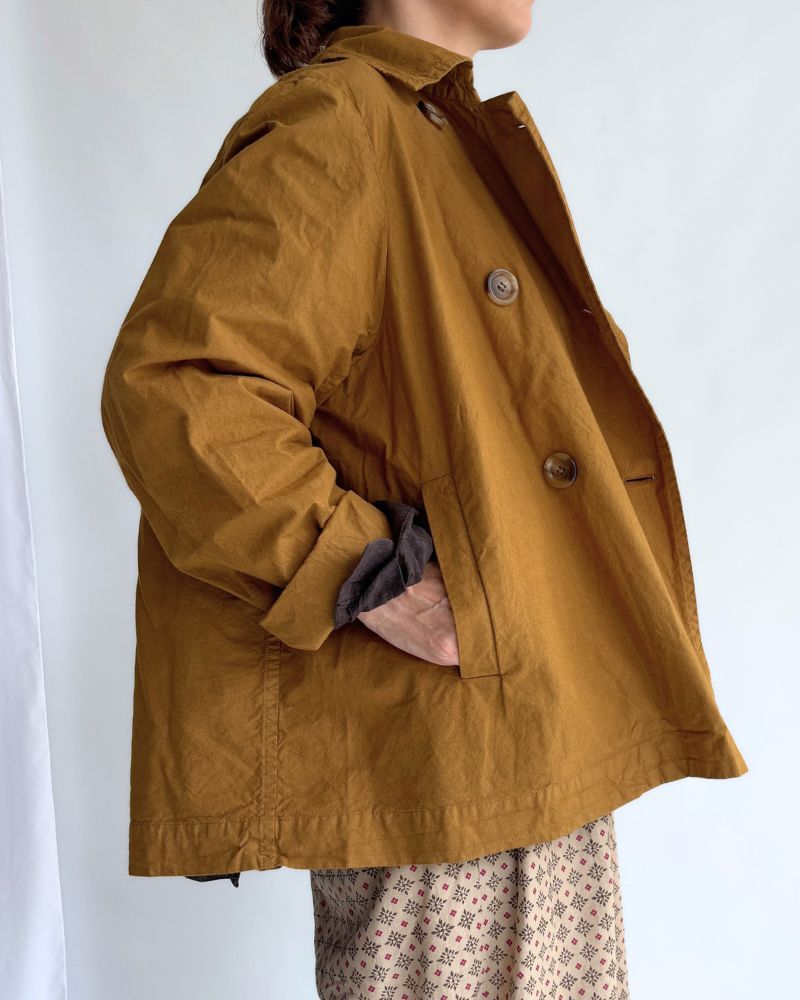 Double Button Short Coat in Brown