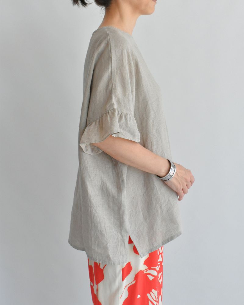 Frill Top Blouse in Natural