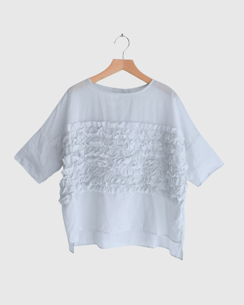 Beside Frill Pullover in PaleBlue