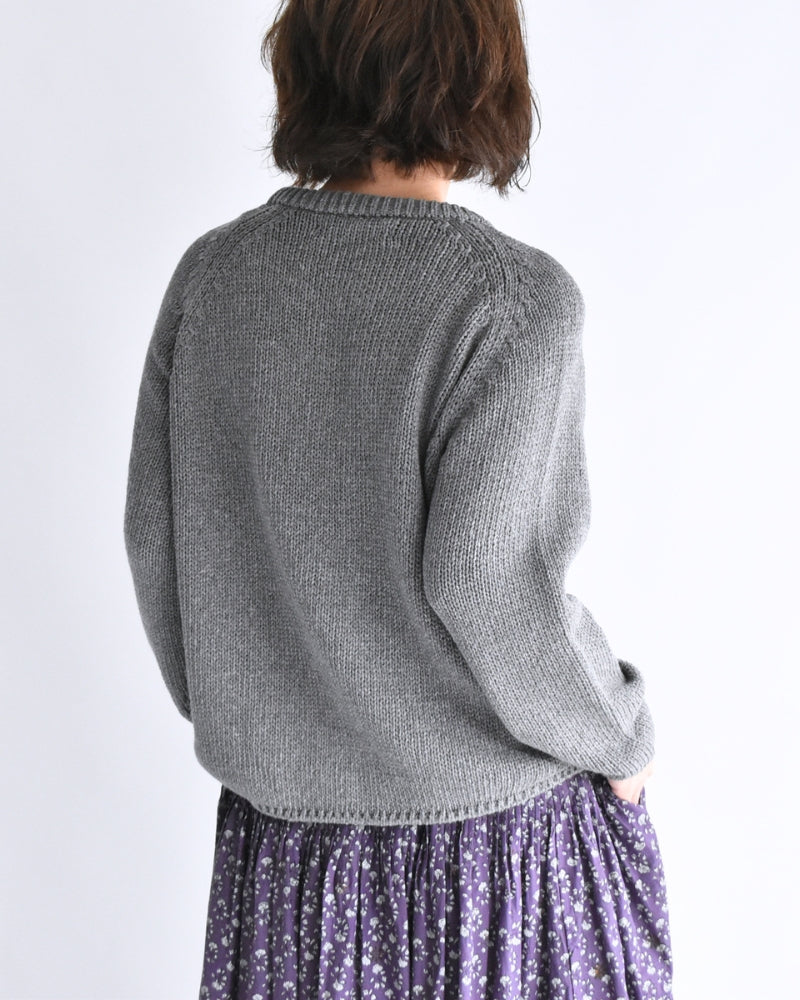 Raglan Pullover Knit in Gray