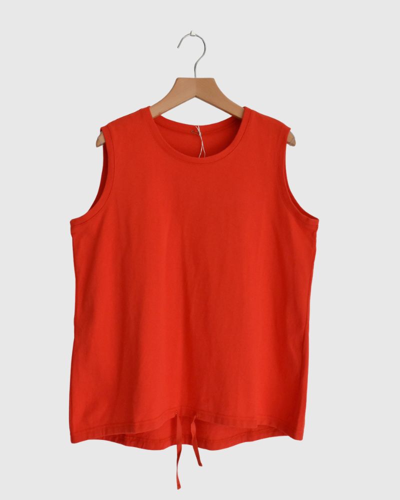 Sleeveless Drawstring T-shirt Orange