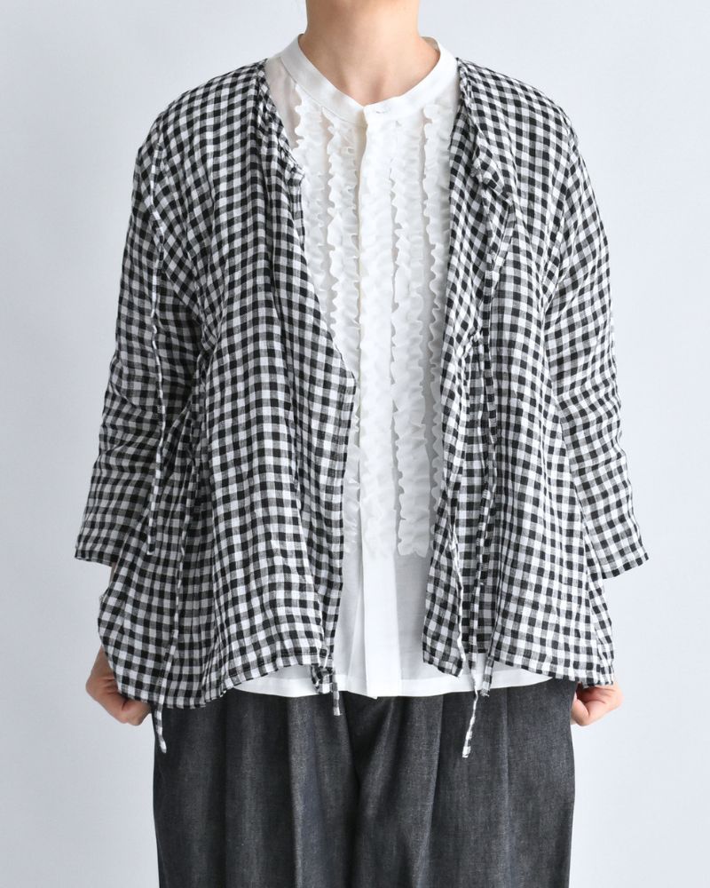 Gingham Check Cache-coeur Blouse in BlackCheck