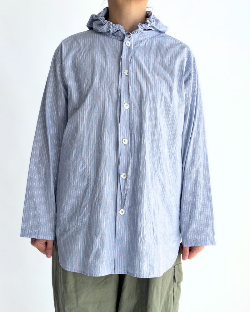 Hoodie shirt in White/Sax Stripe