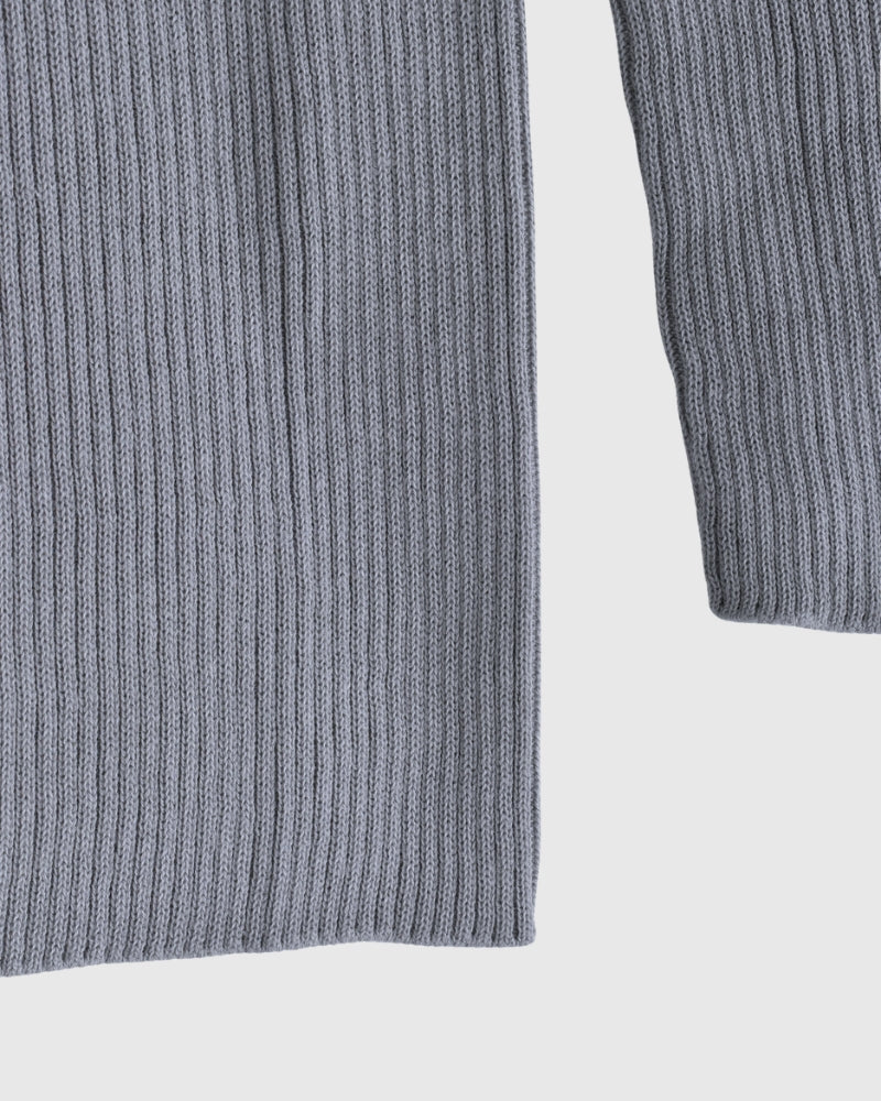 JAPAN WHOLEGARMENT Rib Knit Pullover in LightGray