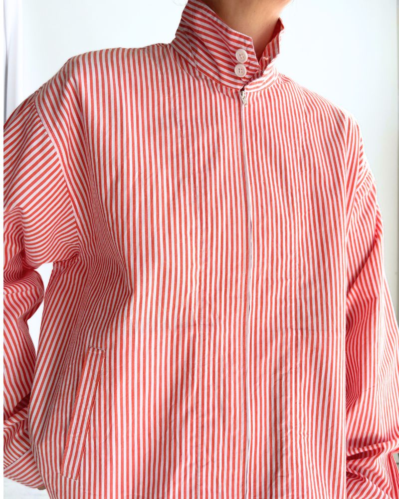 POPLIN STRIPE DRIZZLER JACKET in OrangeStripe