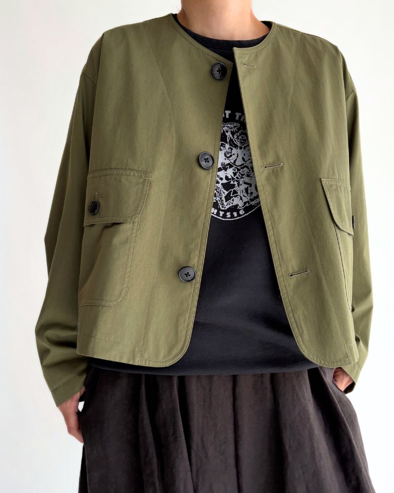 ROCKY-GABA Collarless Jacket in Khaki